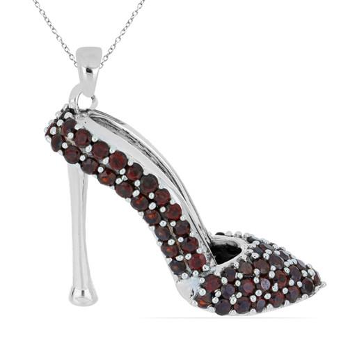 BUY NATURAL GARNET GEMSTONE SHOE PENDANT IN 925 STERLING SILVER